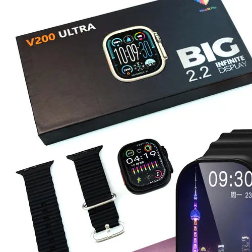 V200 Ultra Smart Watch - 2.3" Display - Bluetooth Calling - Custom Wallpaper - Wireless Charging - Compatible with All Phones